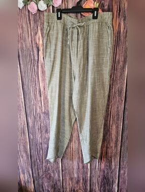 Royalty Collection Linen Blend Tulip Hem Pants Plus Size 1X